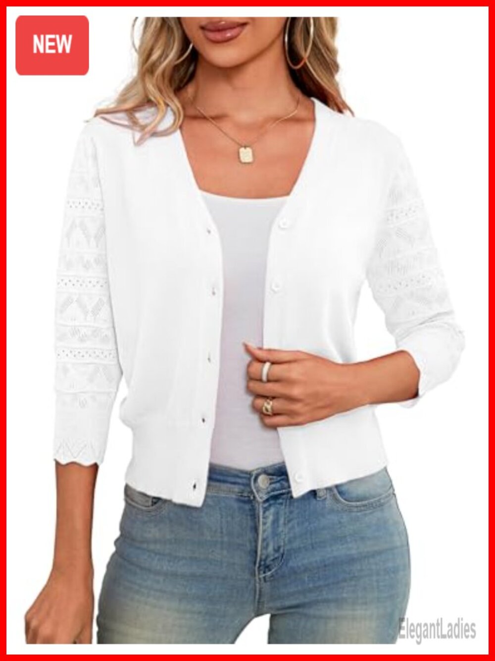 Cropped Cardigan Button Down Bolero Shrug 3/4 Sleeve V-Neck Lightweight